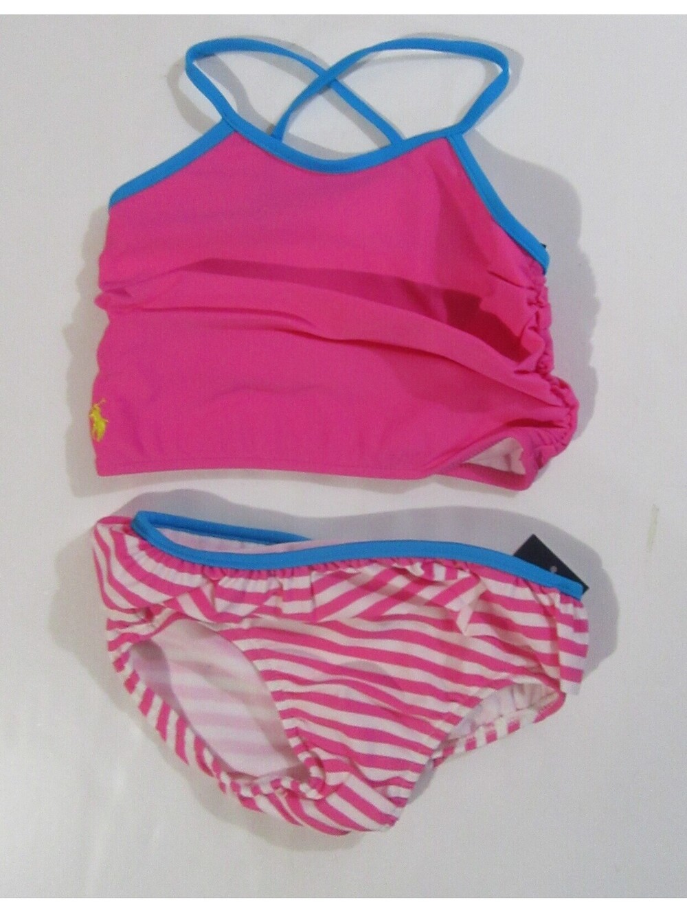 Polo Ralph Lauren Infant Girls 2 Pc. Swimsuit Bathing Suit Pink / Blue 12M